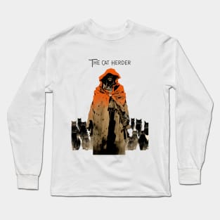 Cat Herder: The Cat Herder on a light (Knocked Out) background Long Sleeve T-Shirt